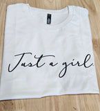 Ashy Anne 'Just a Girl" Shirt - Black On Natural