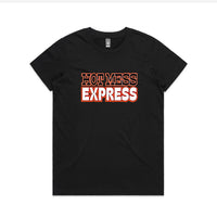 Ashy Anne  "Hot Mess Express" White/Black/Orange/Red on black