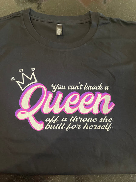 Ashy Anne QUEEN Shirt - Purple and White on Black