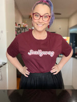 Ashy Anne "SCALLYWAG" shirt - Pink/Red on Burgundy