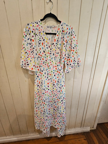 LPD - Size 16 Mandy Wrap Dress White/Rainbow Pebble Print
