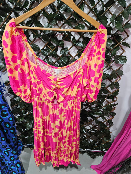 Proud Poppy- Size 16 Orange and Pink Flower Print A17