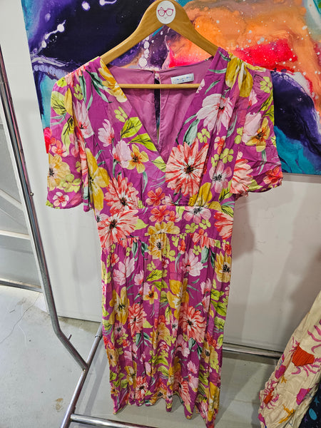 LPD - Size 14 Purple floral Dress A12
