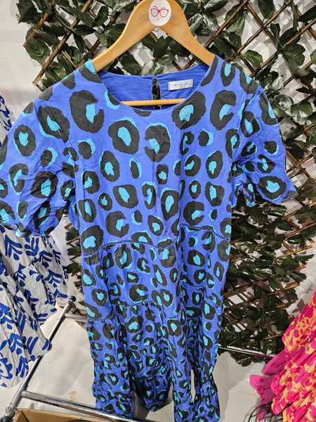 LPD -Size 14 Blue Leopard Print Dres A15