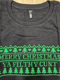 Ashy Anne Christmas Cunt Shirt - GREEN on Black