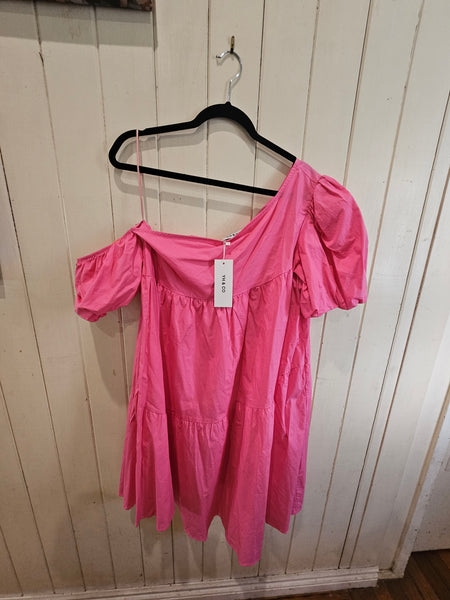 YH & Co  Size XL One Shoulder Dress - Pink TAGS STILL ATTACHED