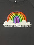 Ashy Anne NOT HERE TO MAKE FRIENDS Shirt - Rainbow on Black