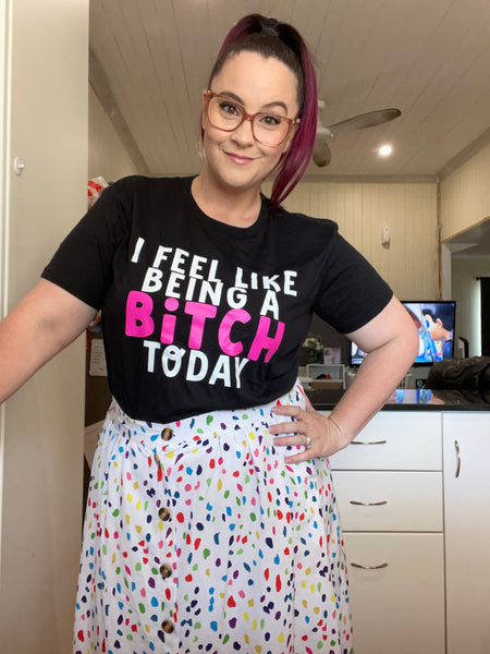 Ashy Anne BITCH TODAY Shirt - Pink and White on Black